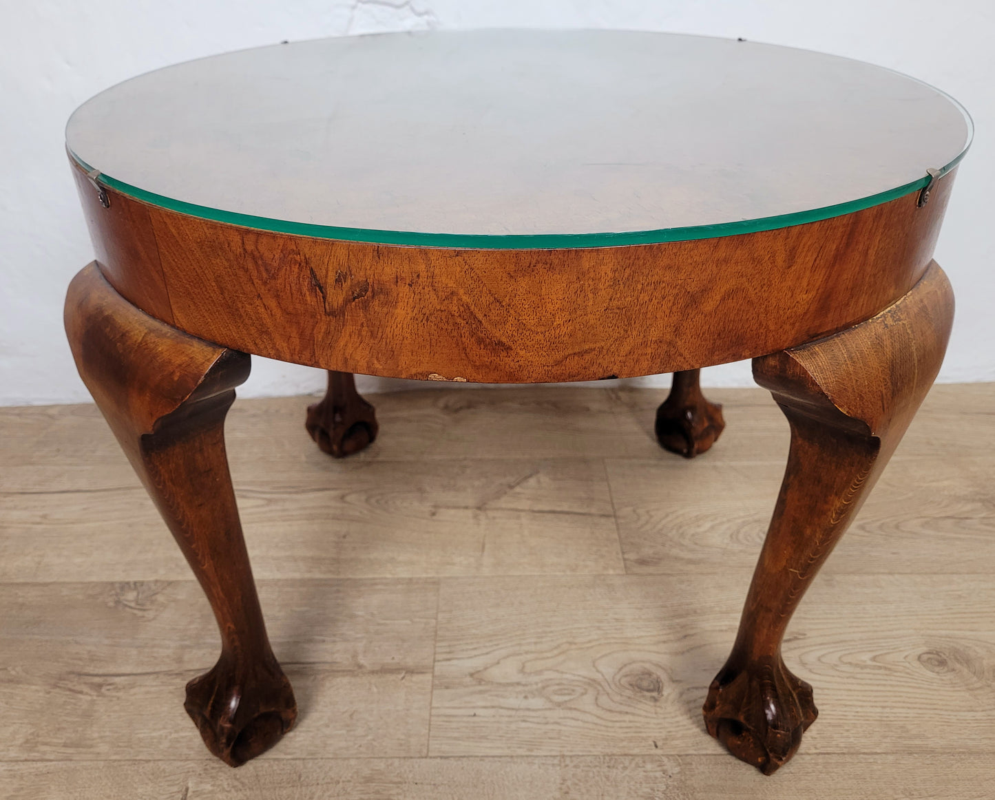 Walnut Circular Coffee Table Claw and Ball Vintage 1940s Postage Available