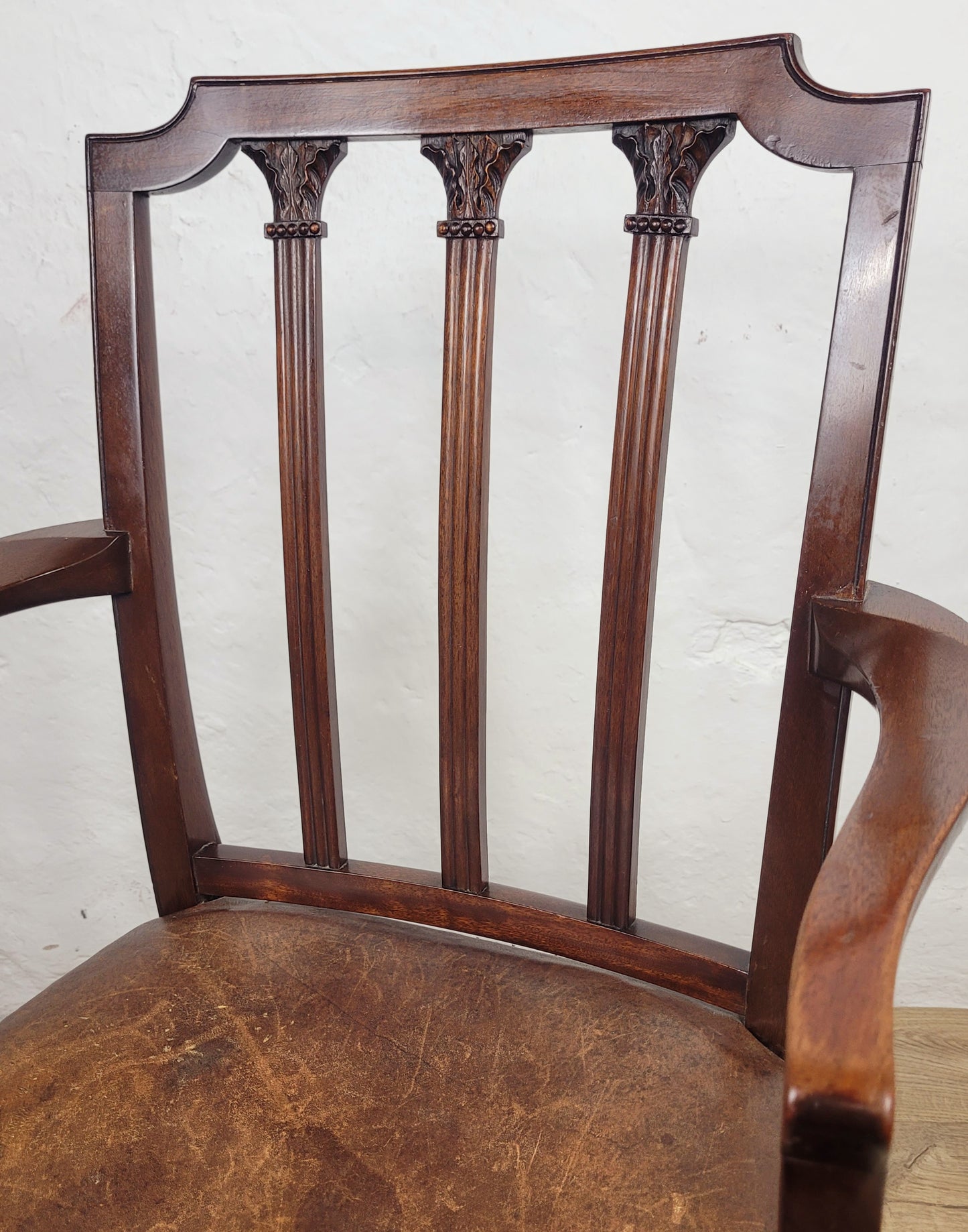 Victorian Armchair Carved Leather 19thC Mahogany English Delivery Available