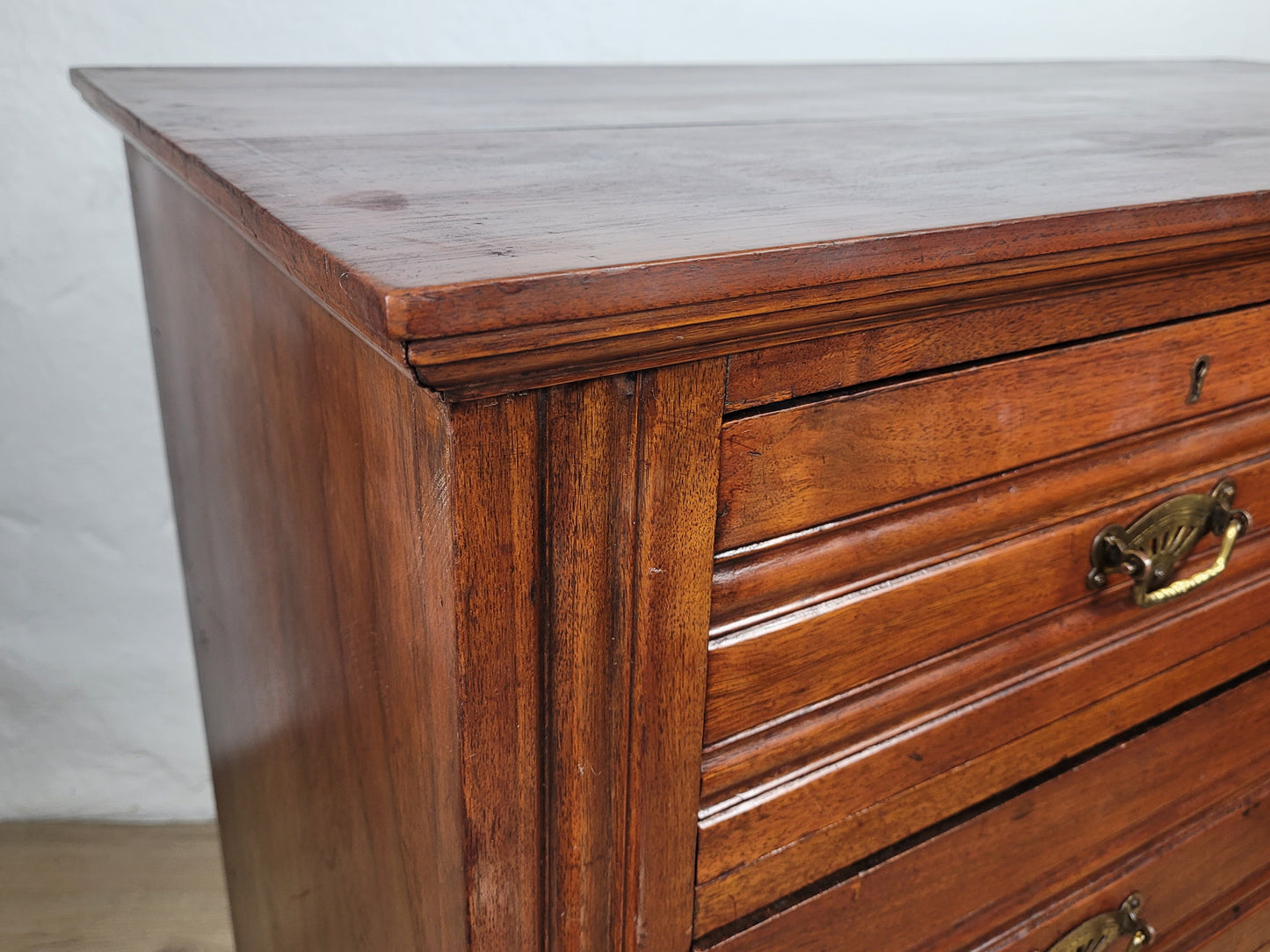 Edwardian Chest of Drawers Walnut 2 Over 3 1910s Drop Handles Delivery Available