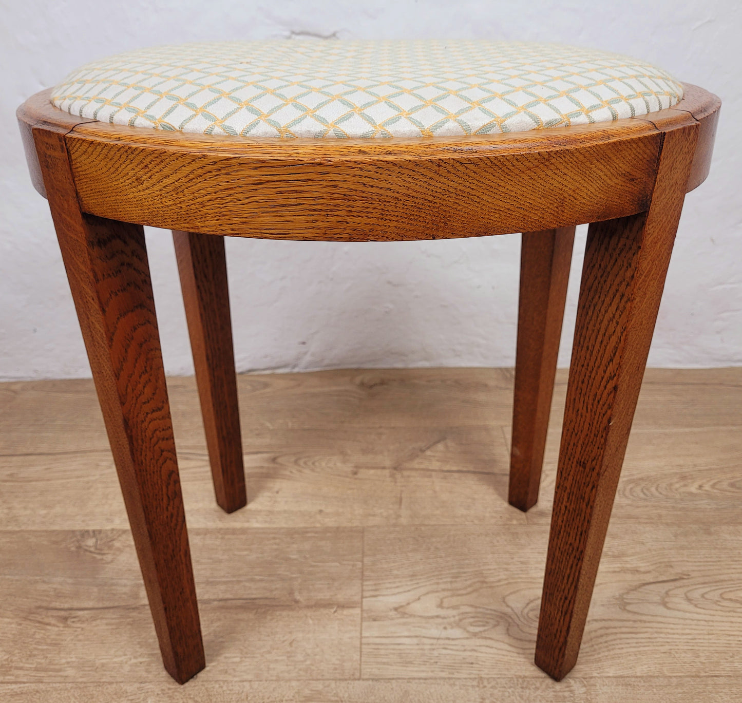 Oak Oval Pale Stool Upholstered Antique Postage Available