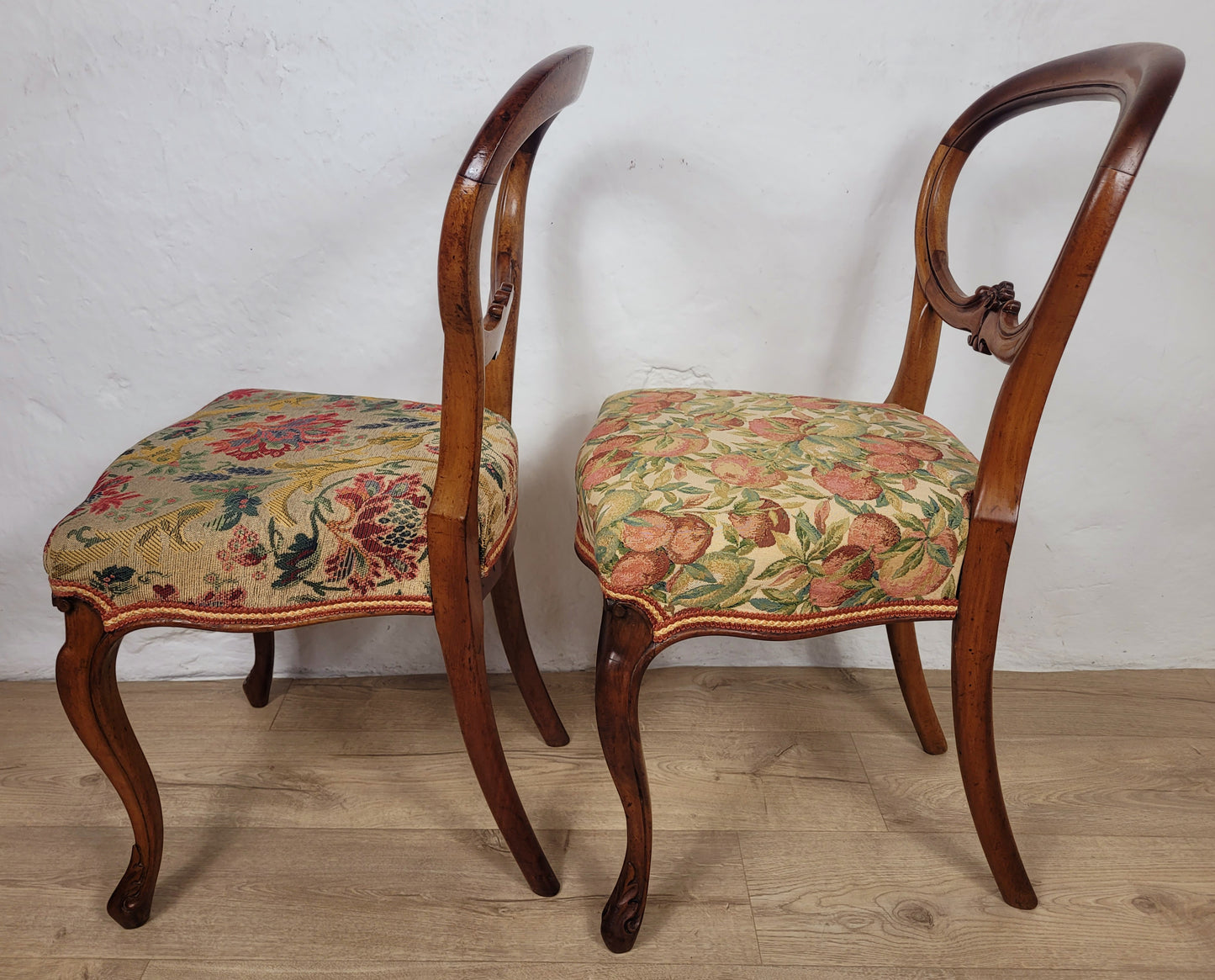 Victorian Balloon Back Chairs Antique Upholstered Cabriole Leg Postage Available