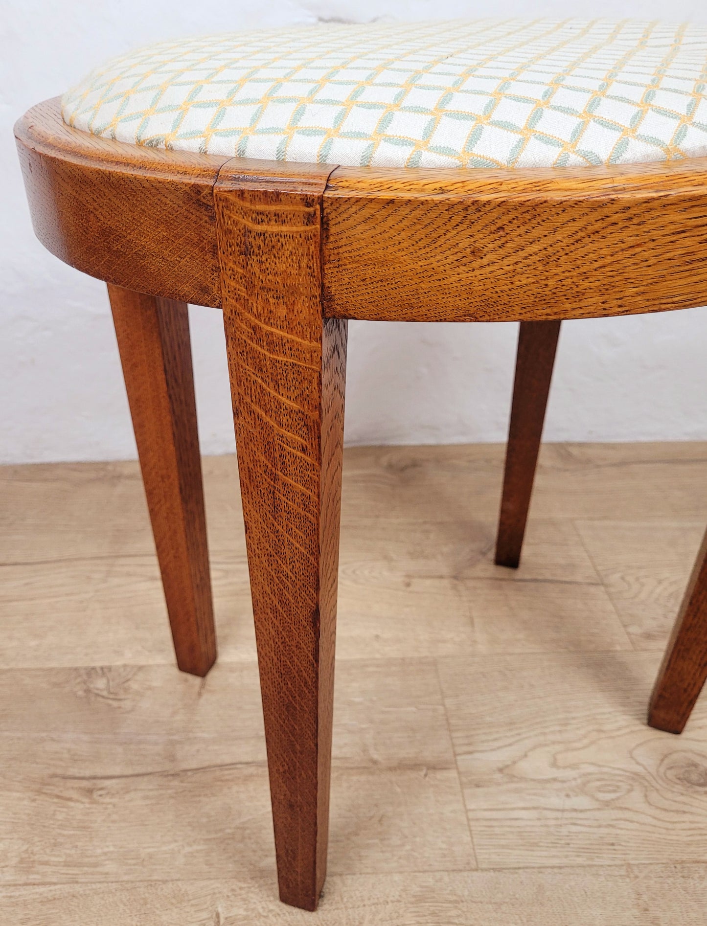 Oak Oval Pale Stool Upholstered Antique Postage Available