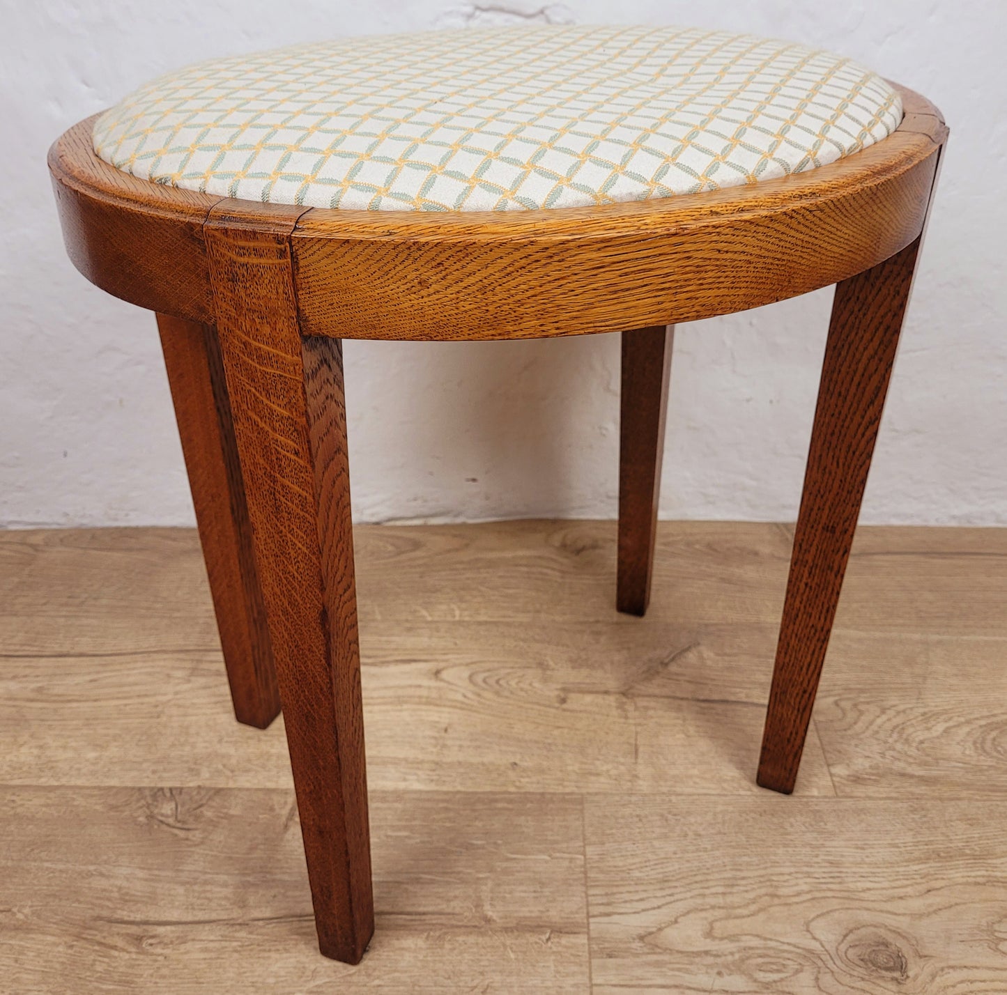 Oak Oval Pale Stool Upholstered Antique Postage Available