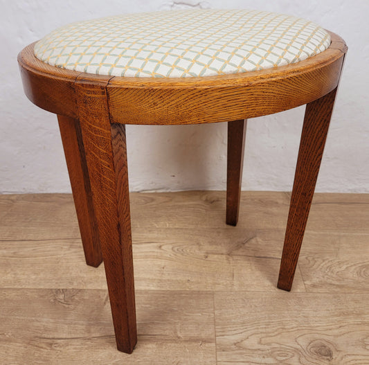 Oak Oval Pale Stool Upholstered Antique Postage Available