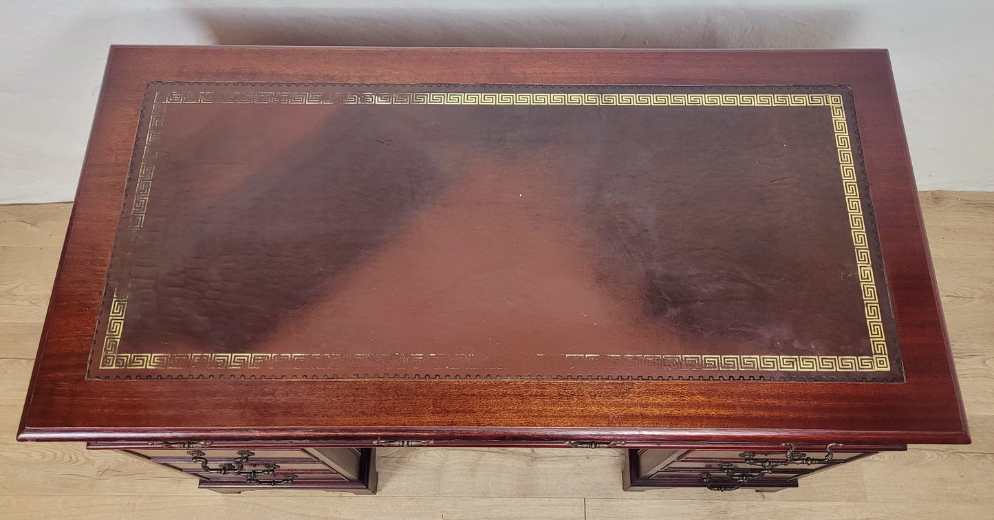 Vintage Pedestal Writing Desk Leather Top Mid 20thC Mahogany Delivery Available