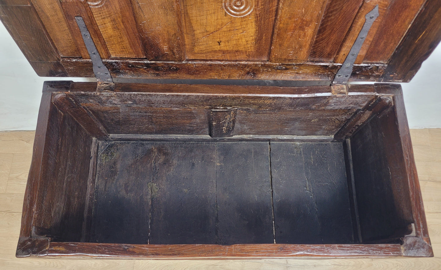 Georgian Coffer Chest Oak 19thC Bullseye English Country Delivery Available