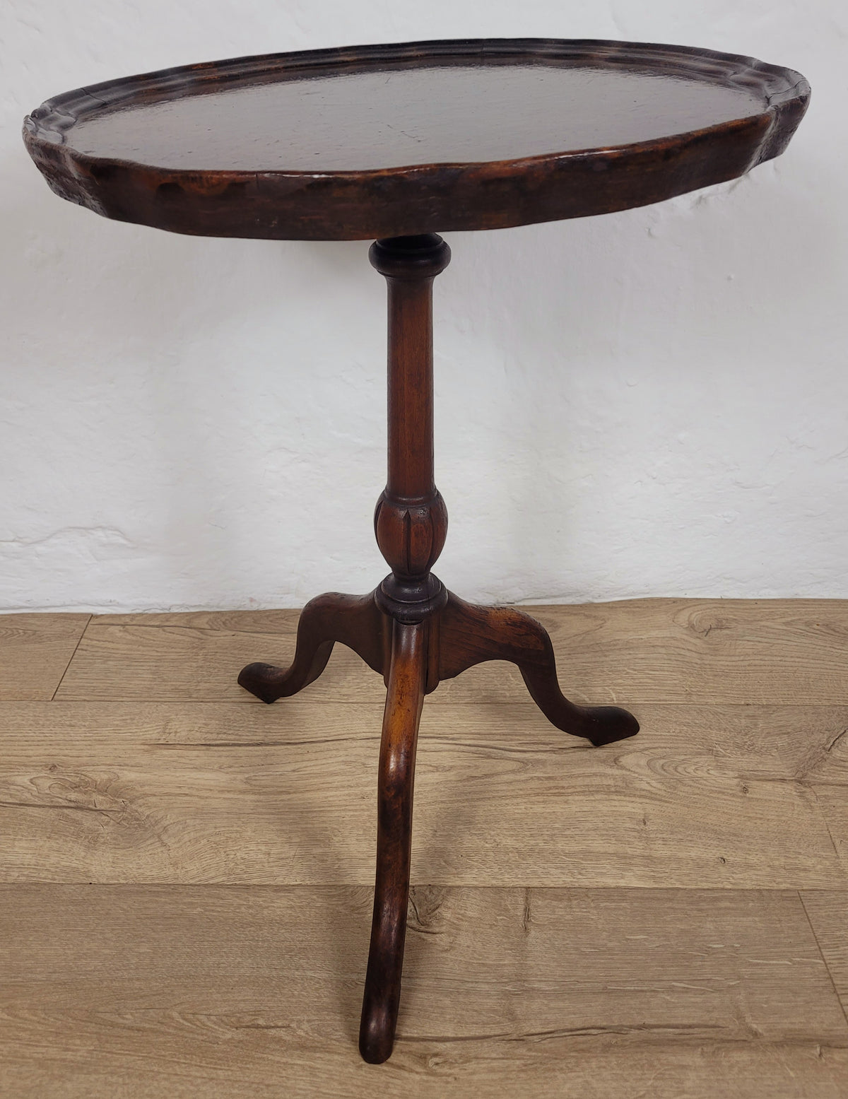 Victorian Wine Tripod Table Walnut Piecrust Scalloped Edge Postage Available