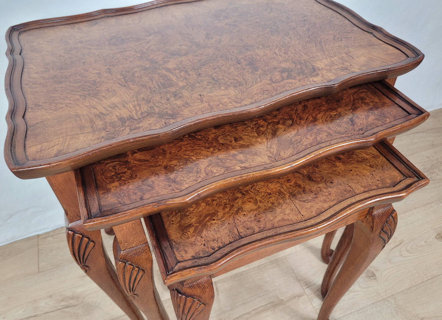 Victorian Nest Of Tables Walnut Shell Knee Carved 19thC Postage Available