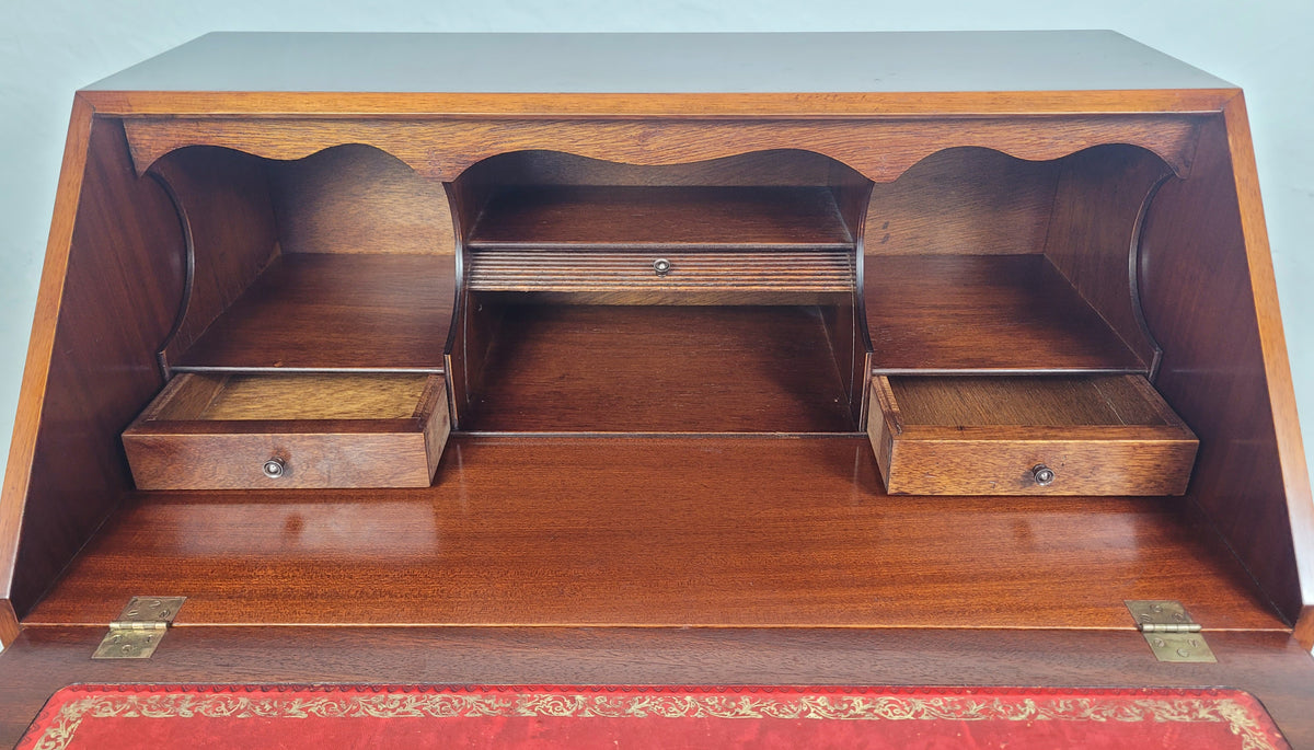 Vintage Writing Bureau Desk Key & Lock Leather 20thC Mahogany Delivery Available