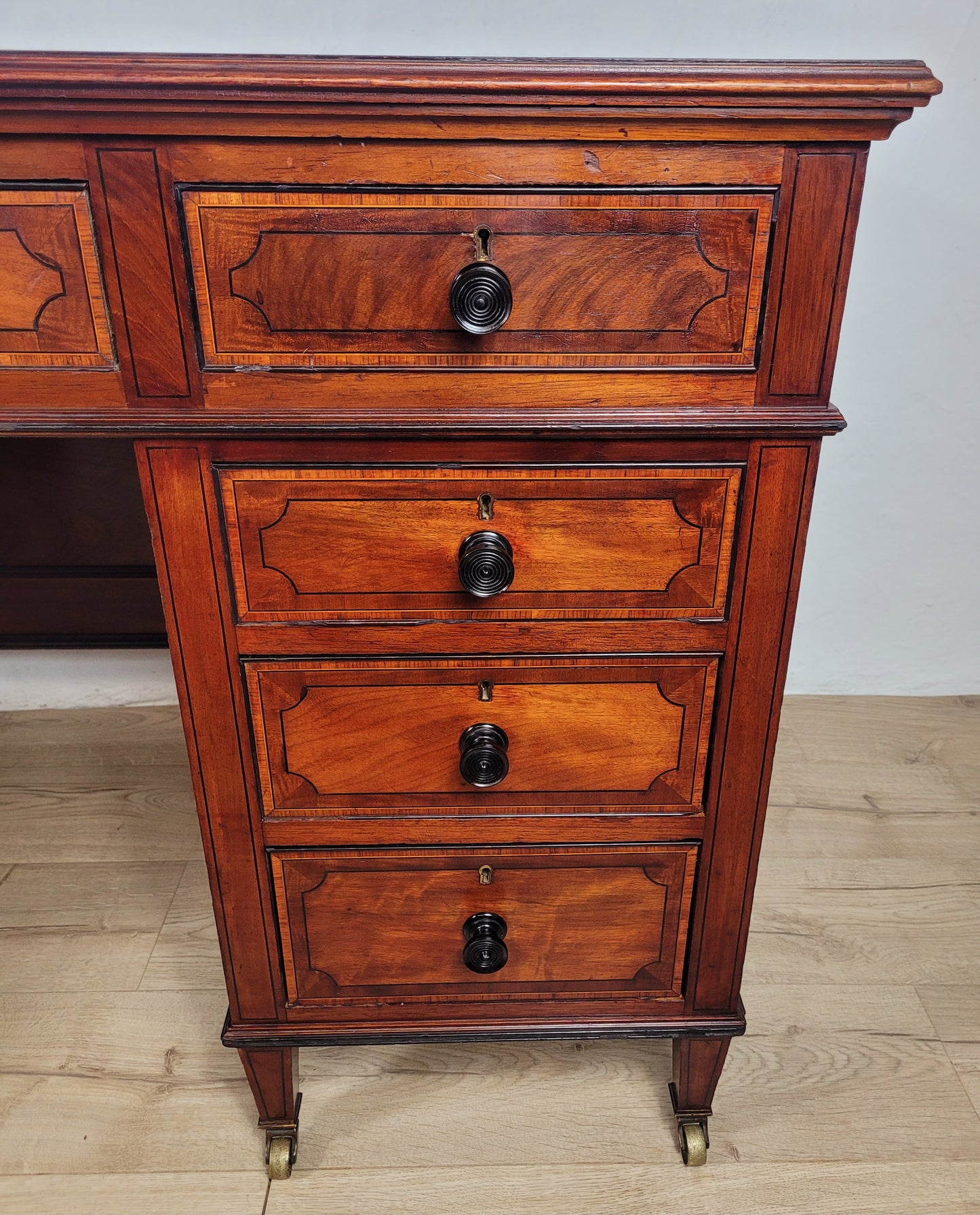 Maple & Co Writing Desk Victorian Knee Hole Castors 19thC Delivery Available