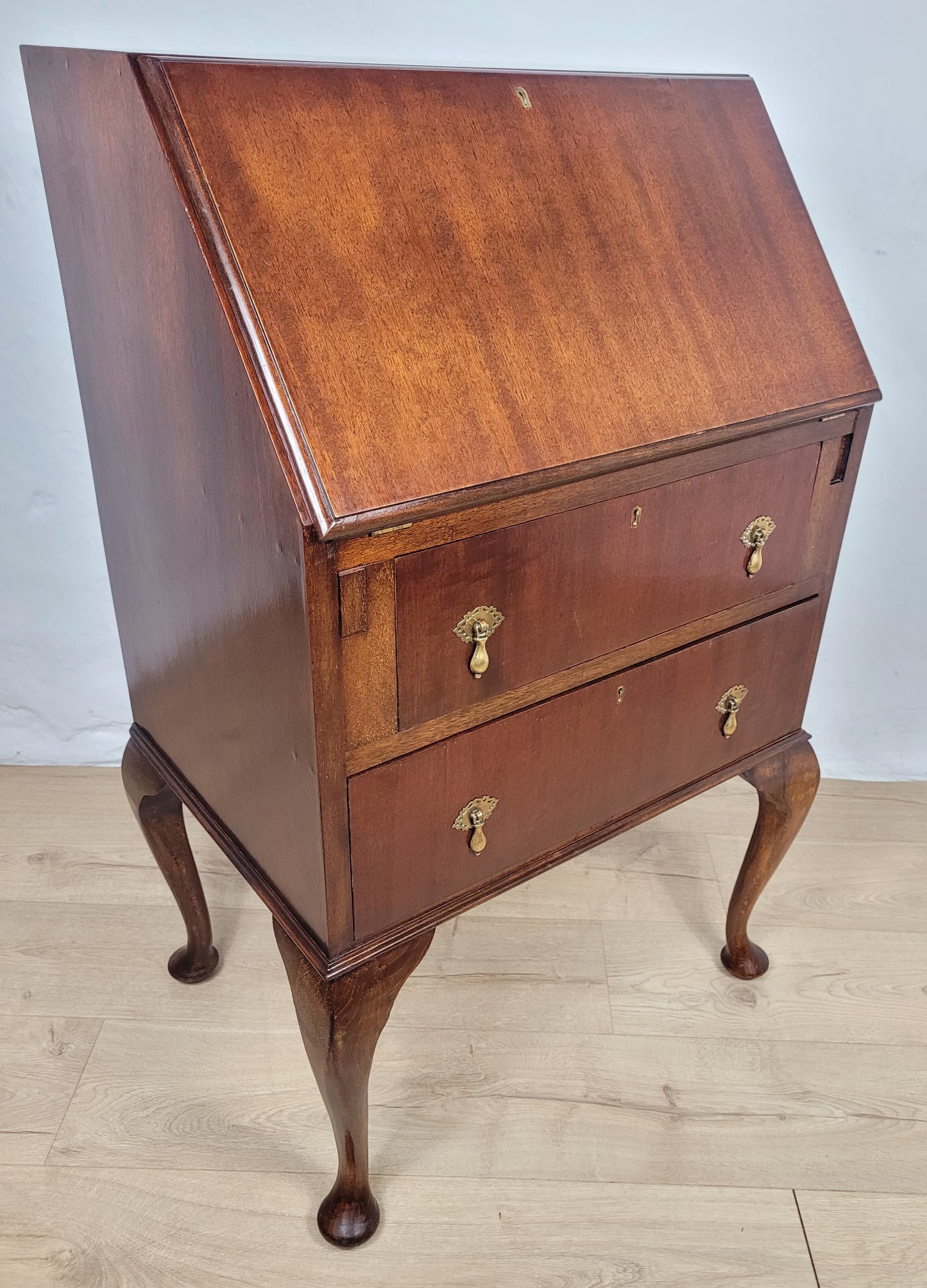 Vintage Writing Desk Bureau Leather 1930s Cabriole Legs Delivery Available