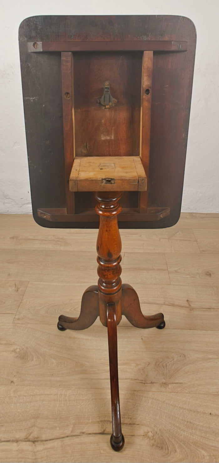 Victorian Tilt Top Table Tripod Rectangular Mahogany English Postage Available