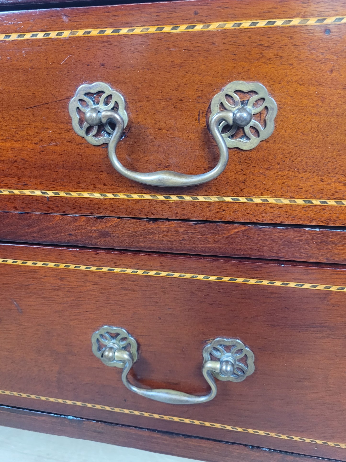 Vintage Two Drawer Chest Side Table Edwardian Style Inlaid Delivery Available