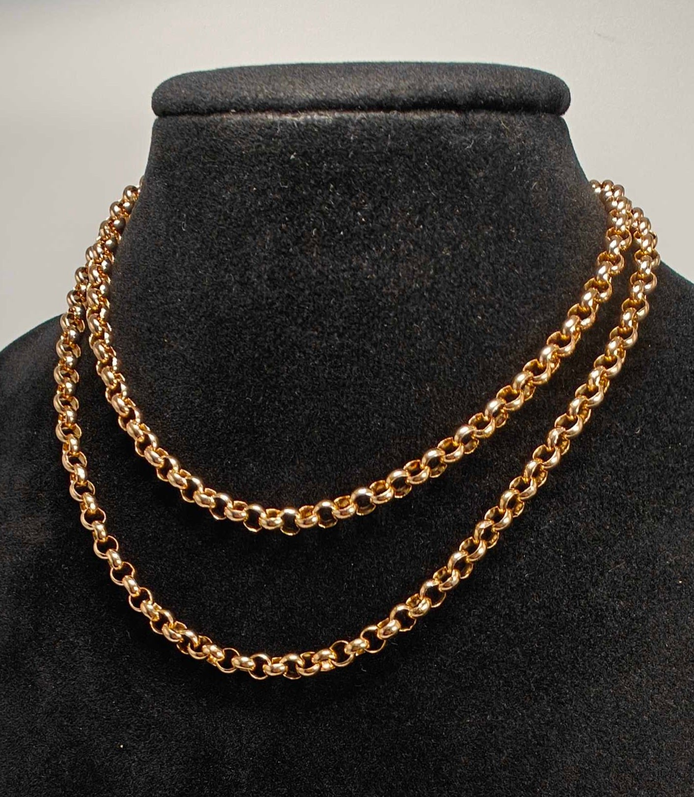 9ct Gold Belcher Necklace Chain 27.2g Albert Dog Clip 26.5" Vintage With Postage
