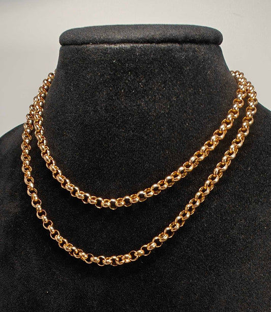 9ct Gold Belcher Necklace Chain 27.2g Albert Dog Clip 26.5" Vintage With Postage