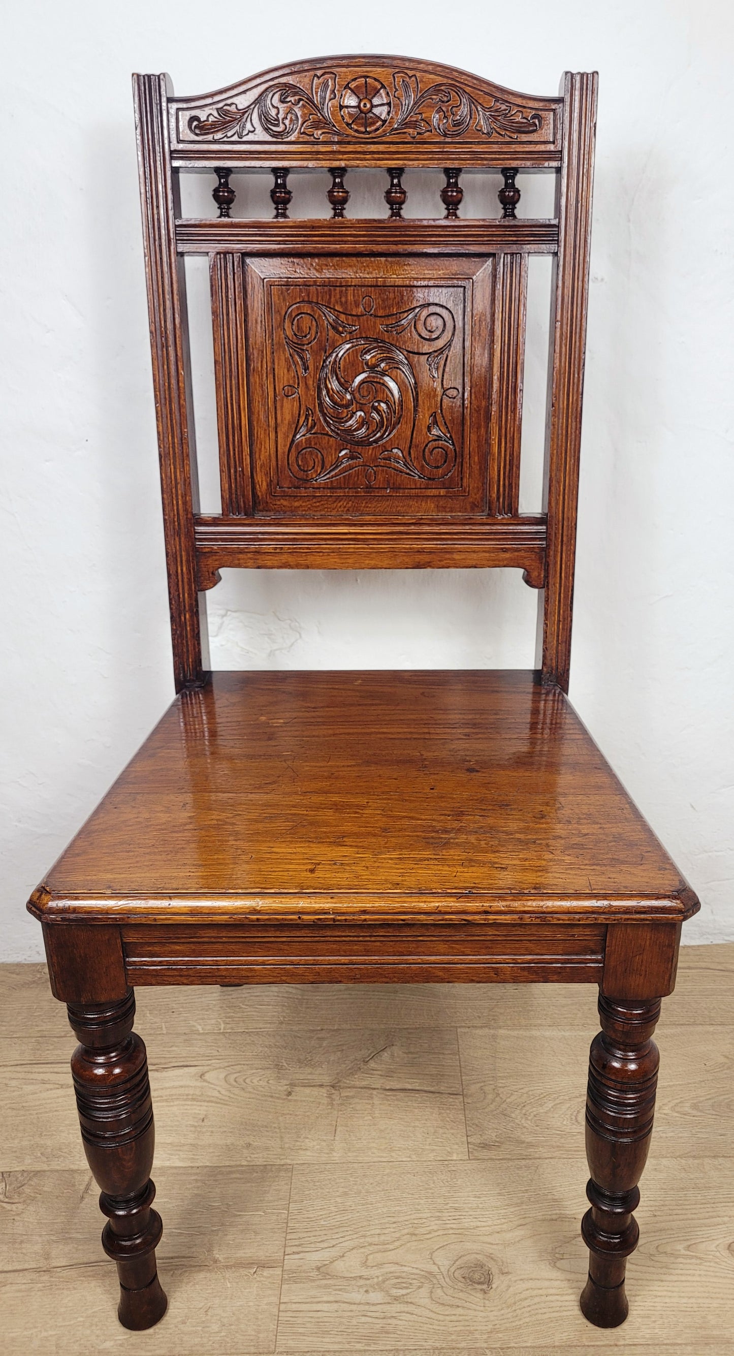 Victorian Kitchen Chair Elm Carved Panel Back 19thC Antique Postage Available