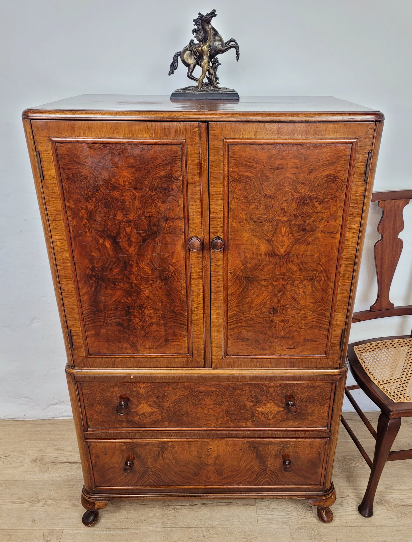 Walnut Tallboy Dresser Cabinet Linen Storage Vintage 1930s Delivery Available