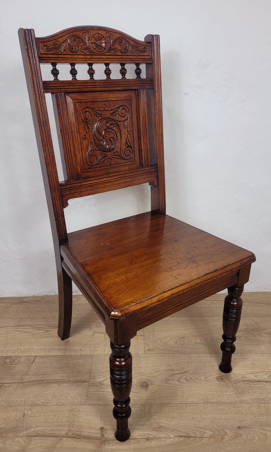 Victorian Kitchen Chair Elm Carved Panel Back 19thC Antique Postage Available