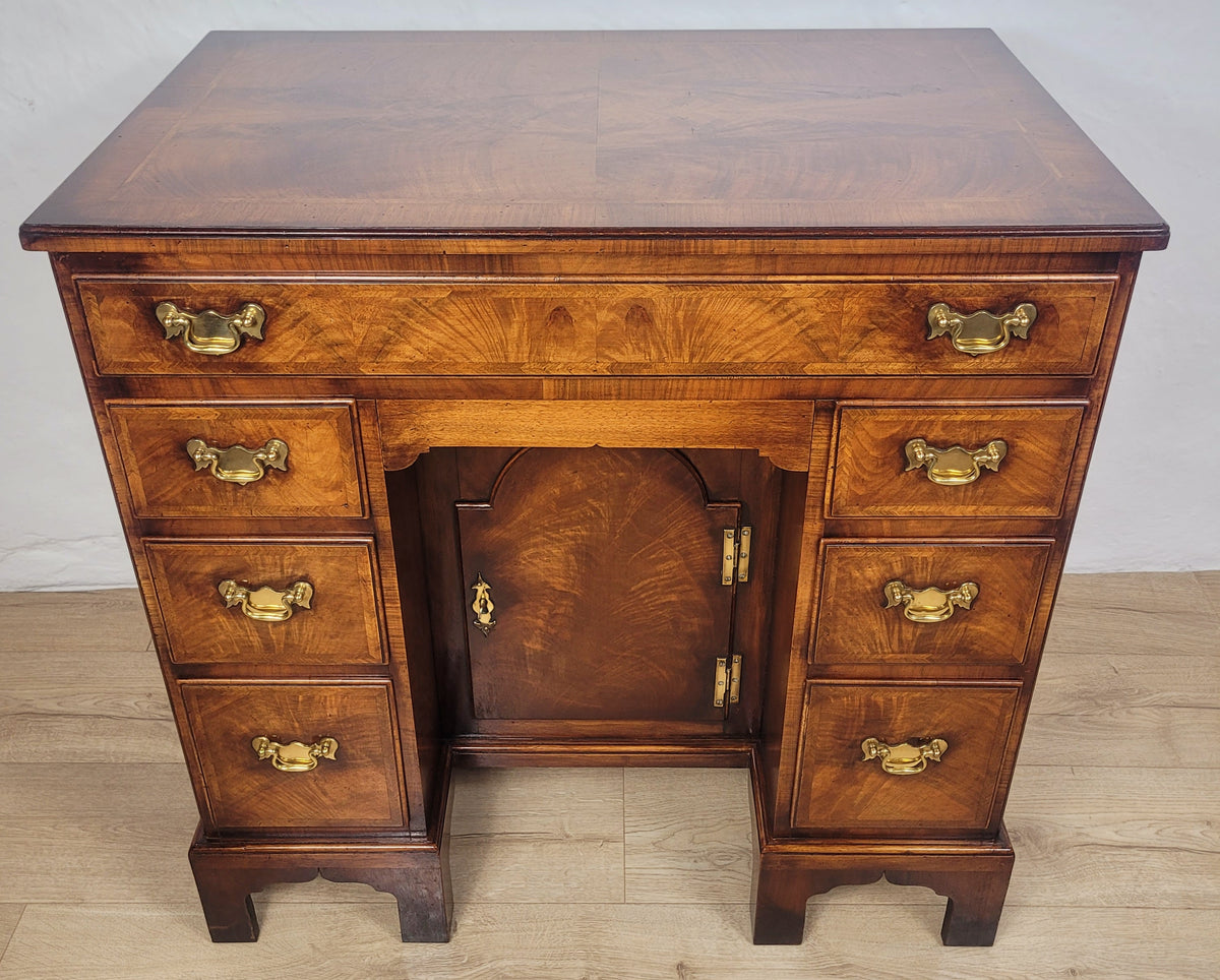Knee Hole Writing Desk Walnut Key & Lock 18th-Century Style Delivery Available