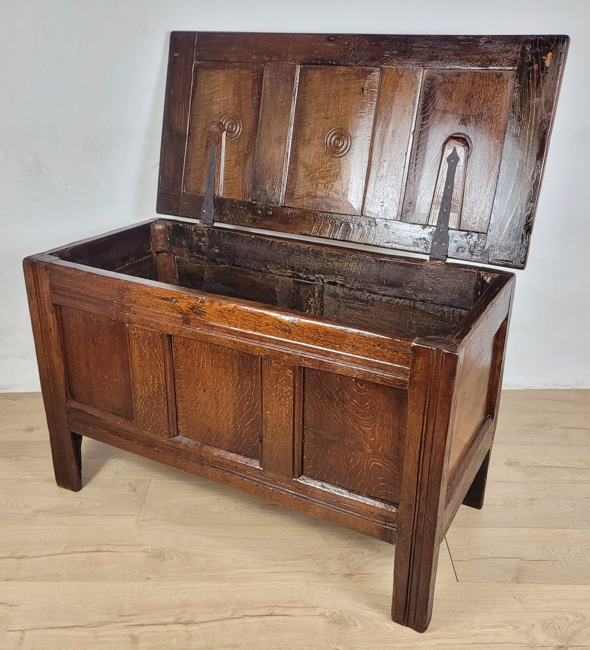 Georgian Coffer Chest Oak 19thC Bullseye English Country Delivery Available