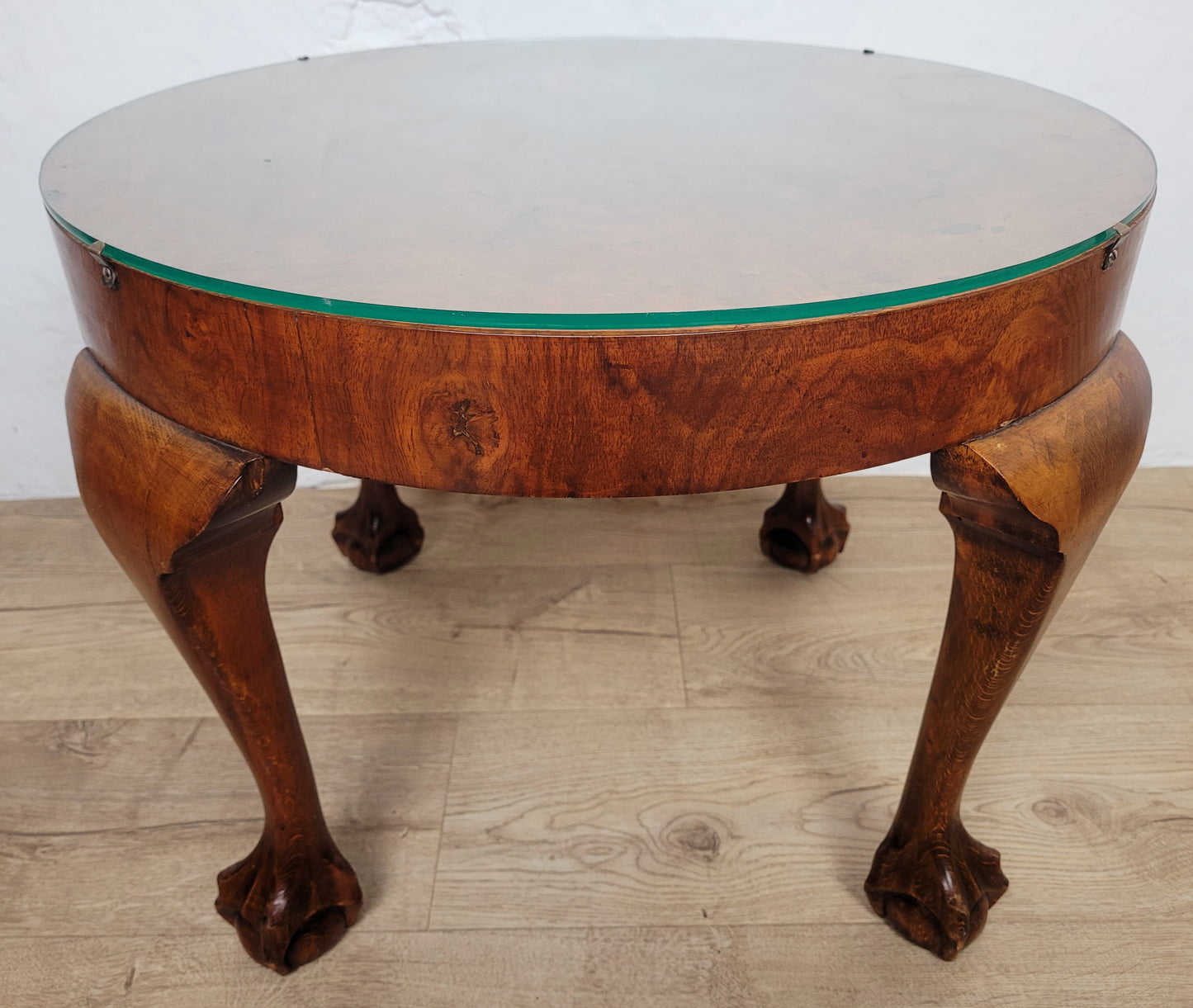 Walnut Circular Coffee Table Claw and Ball Vintage 1940s Postage Available
