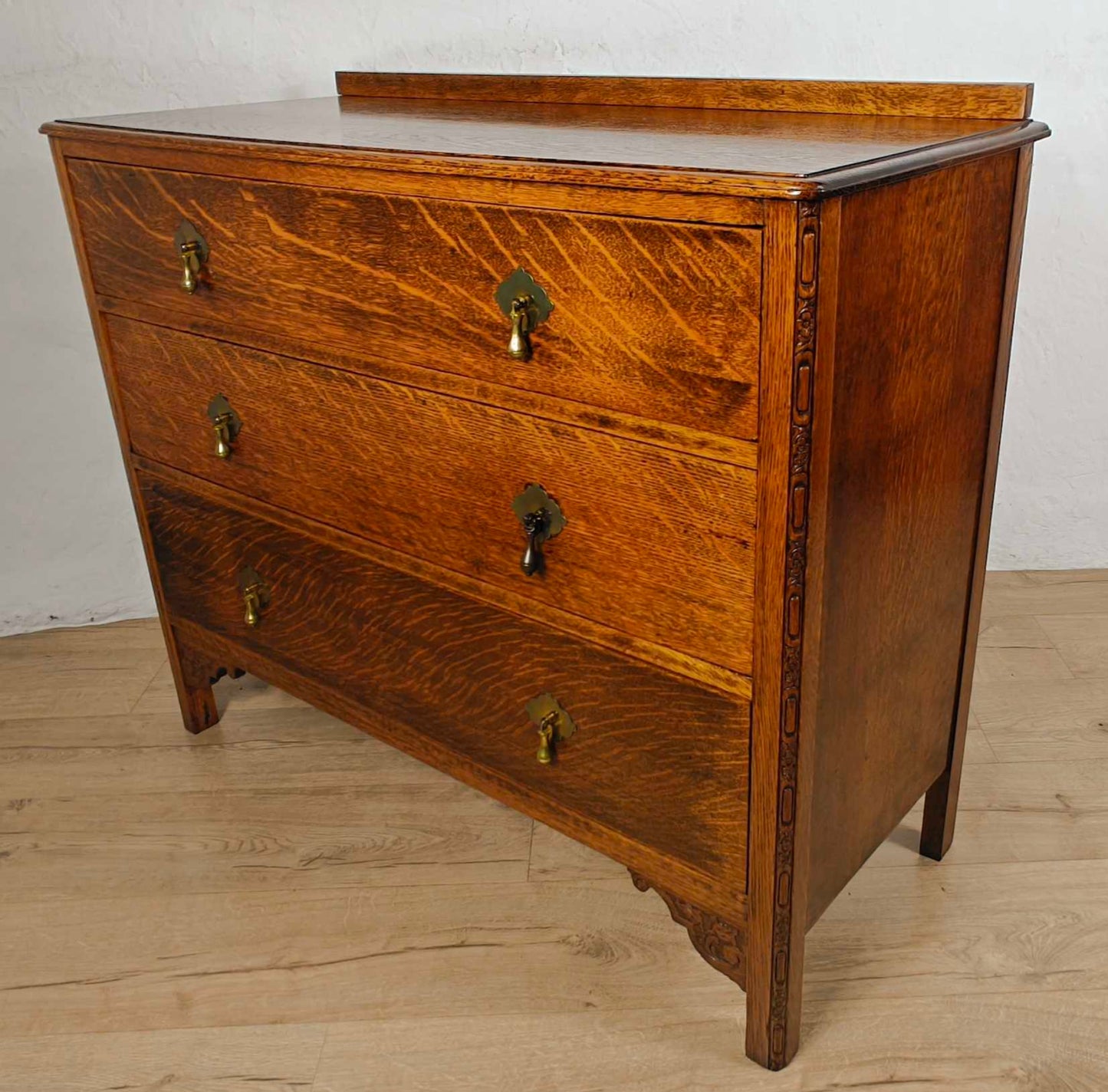 Vintage Chest Of Drawers Oak Carved Vintage 20th-Century Delivery Available
