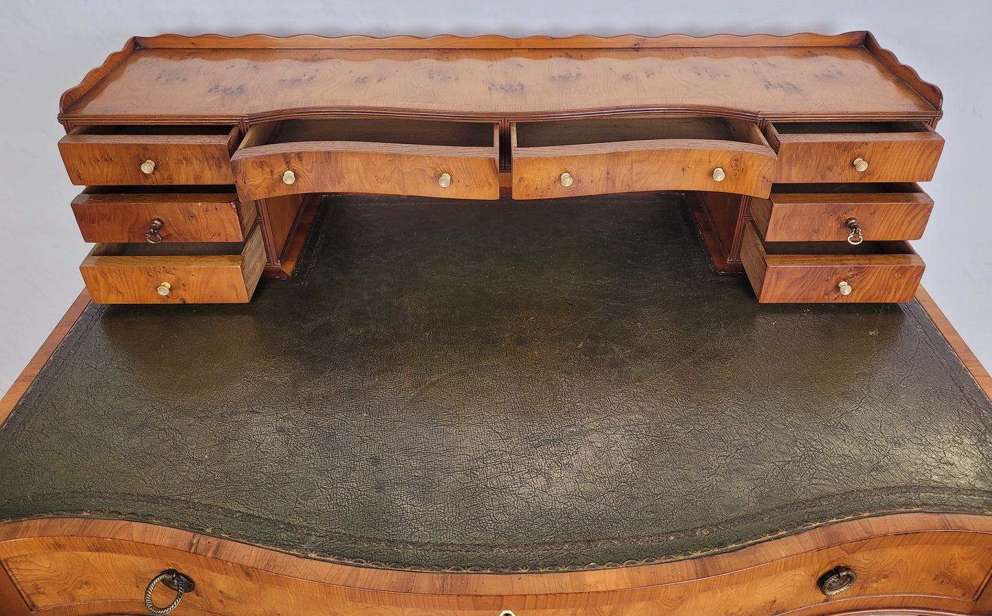 Vintage Ladies Writing Desk Yew Porcelain Drawers 1950s Delivery Available