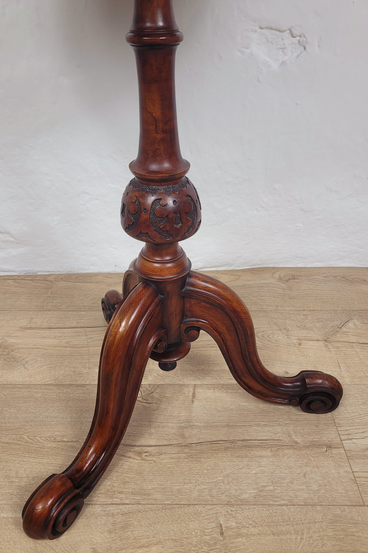 Occasional Tripod Table Victorian Round Walnut Carved 1890s Postage Available