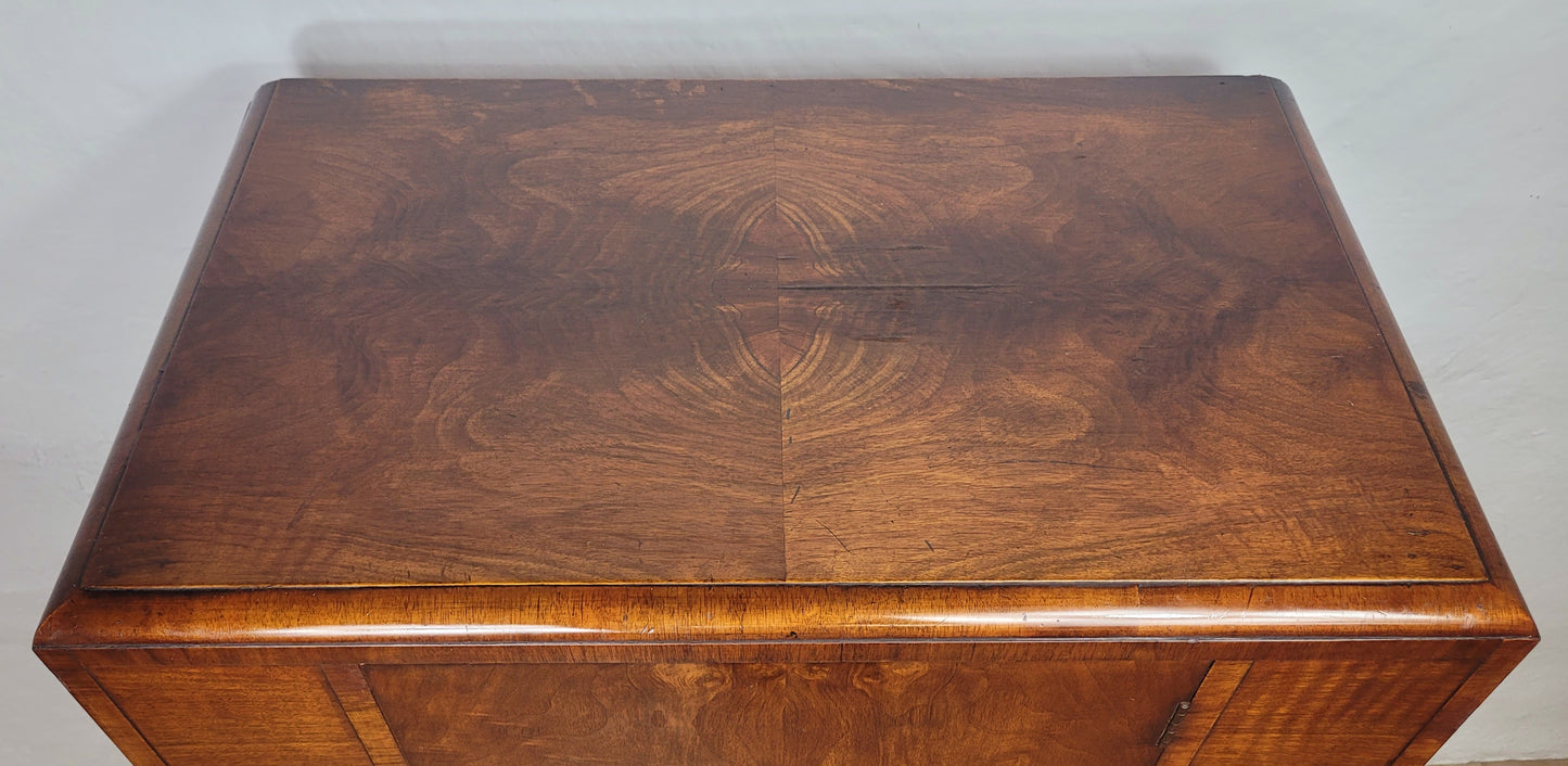 Vintage Walnut Tall Boy Art Deco Mid Century Lock and Key Delivery Available