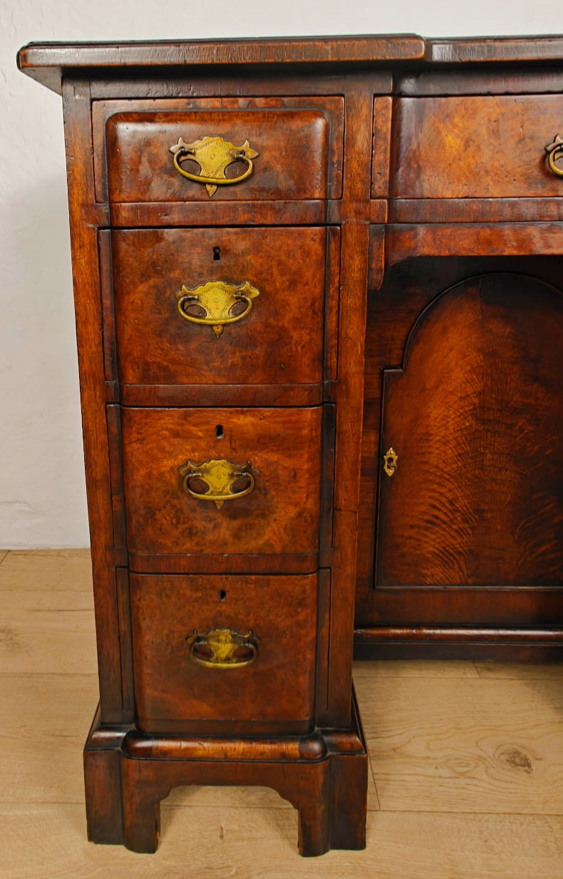 Knee Hole Writing Desk Walnut Key & Lock 18th-Century Style Delivery Available