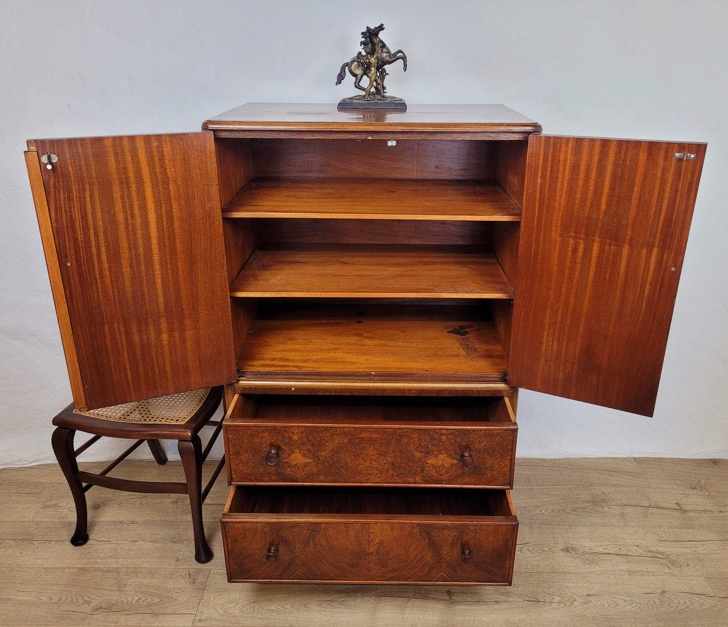 Walnut Tallboy Dresser Cabinet Linen Storage Vintage 1930s Delivery Available