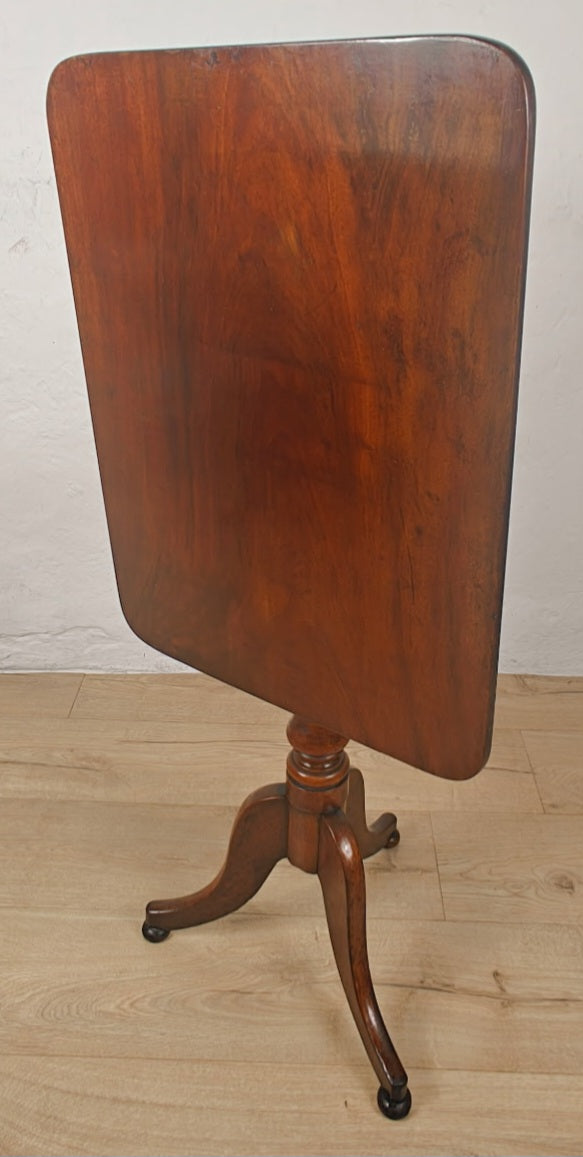 Victorian Tilt Top Table Tripod Rectangular Mahogany English Postage Available