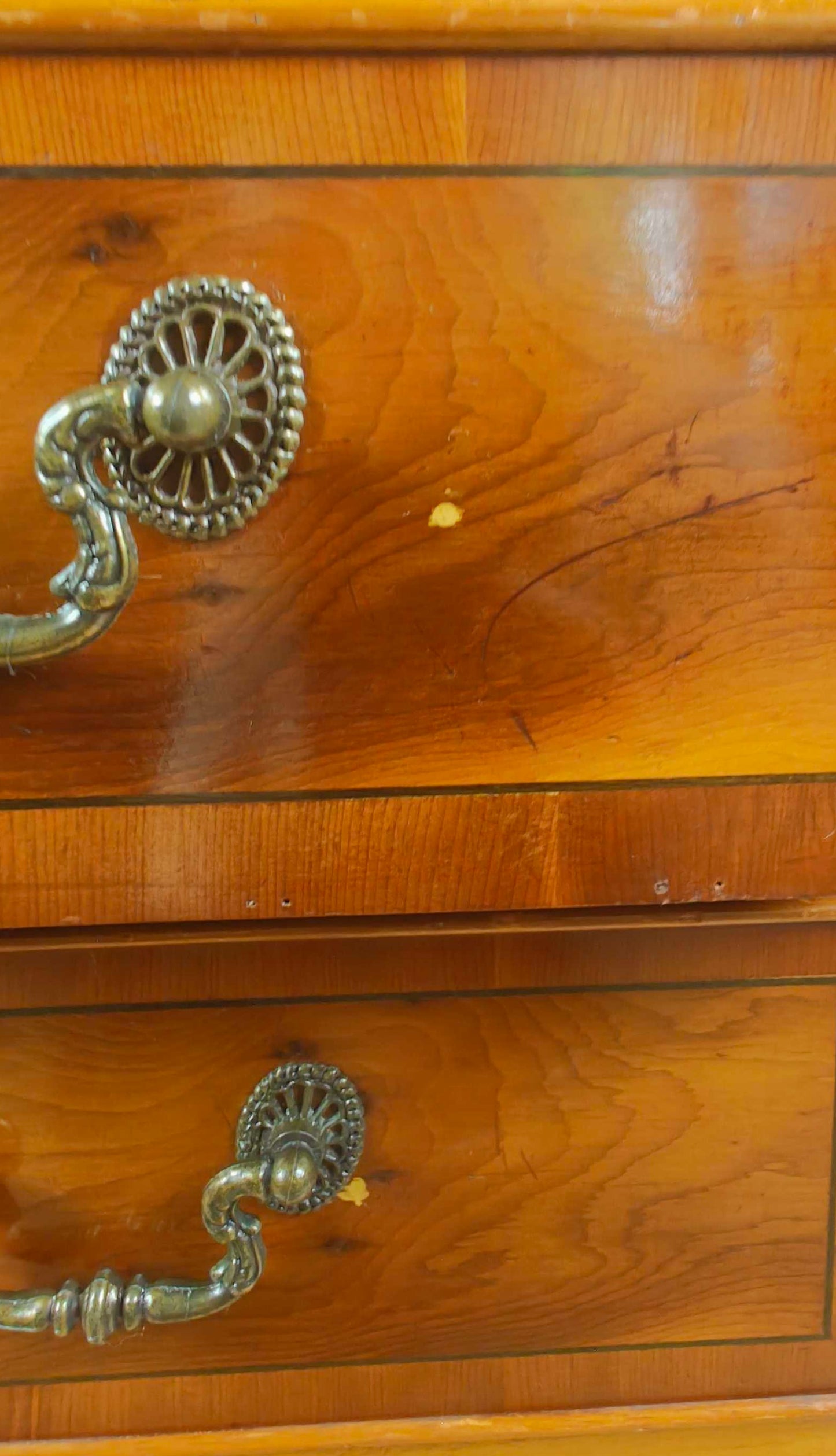 Vintage Chest Of Drawers Yew 2 Over 3 Drawers Storage Inlaid Delivery Available