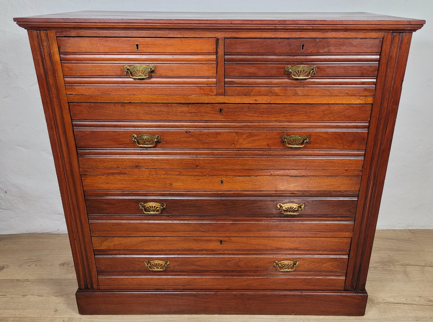 Edwardian Chest of Drawers Walnut 2 Over 3 1910s Drop Handles Delivery Available