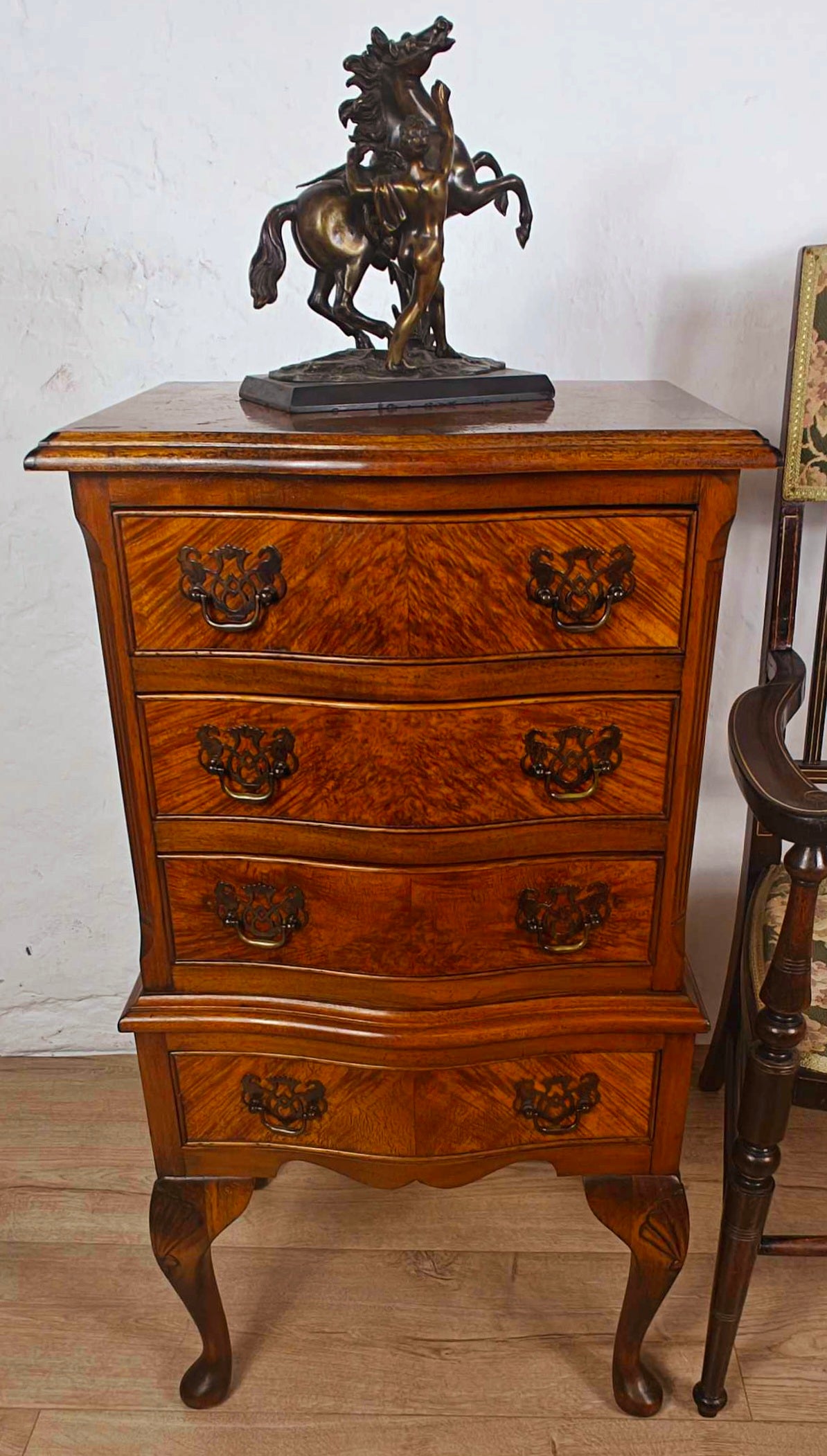 Walnut Chest of Drawers Cabriole Legs Shell Serpentine 1930s Postage Available