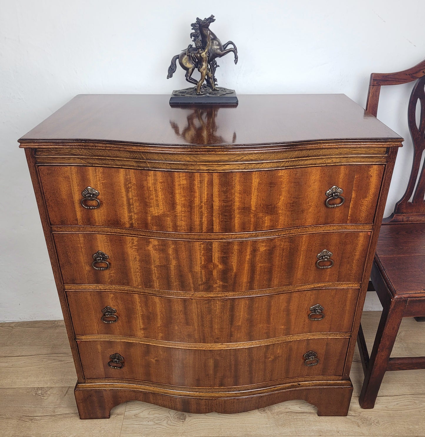 Chest of Drawers 4 Serpentine Front Mahogany Antique English Delivery Available
