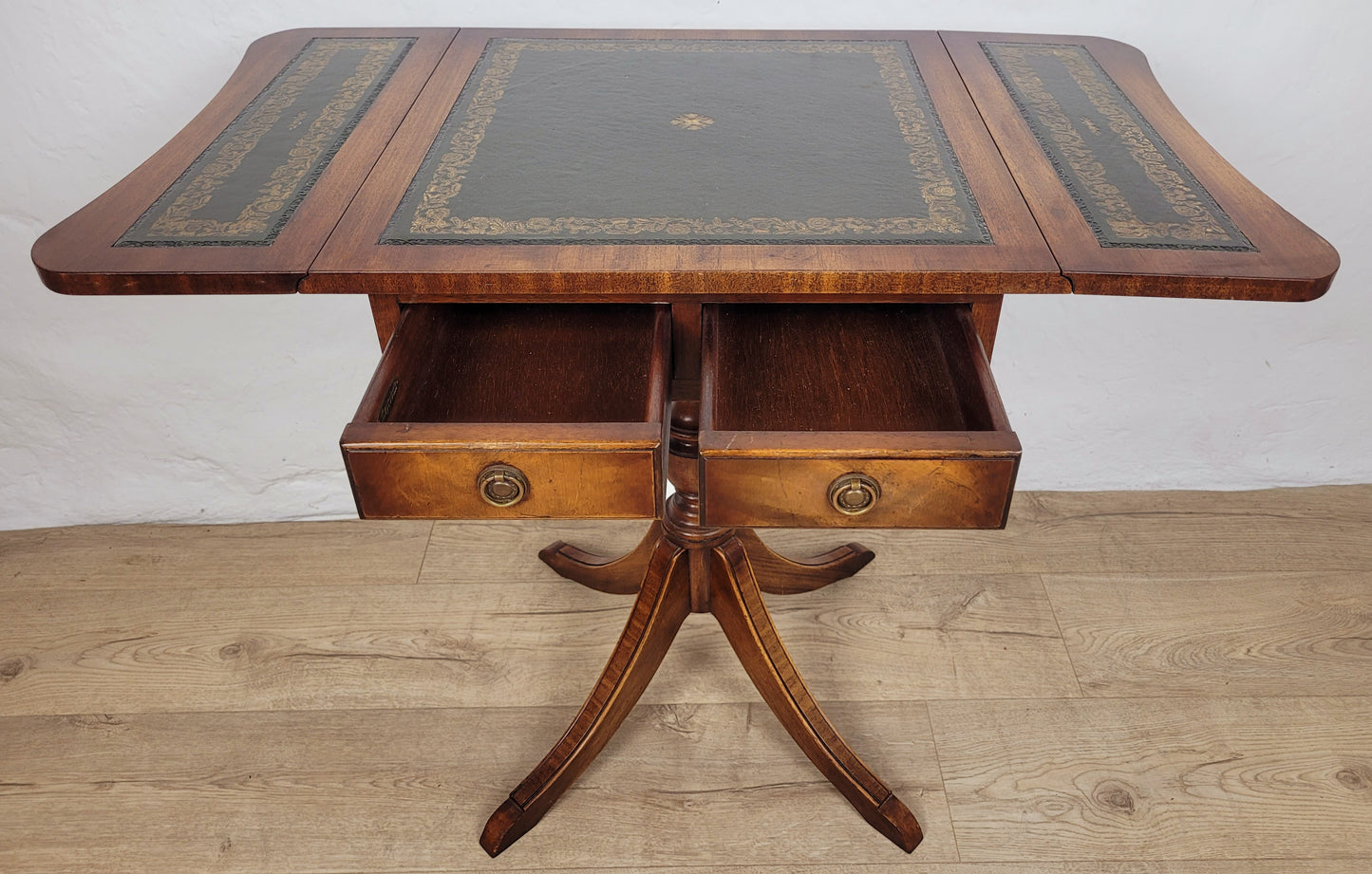 Bevan Funnell Side Table Drop Leaf Leather 1950s Reproduction Postage Available
