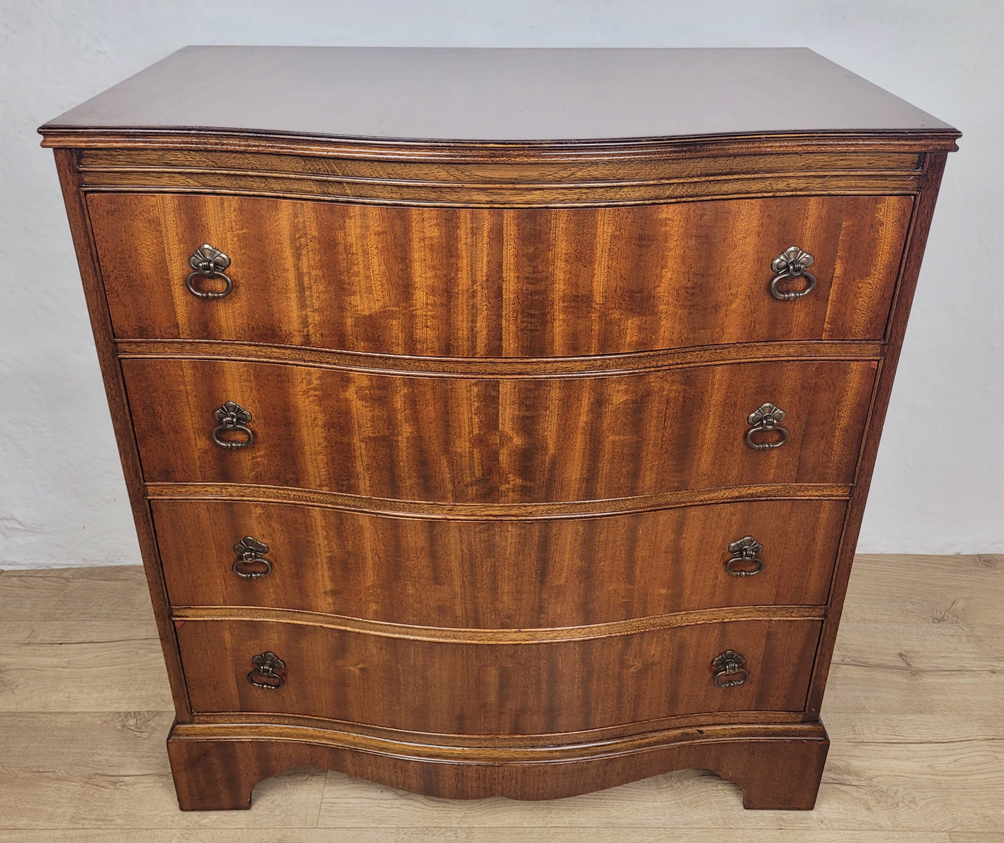 Chest of Drawers 4 Serpentine Front Mahogany Antique English Delivery Available