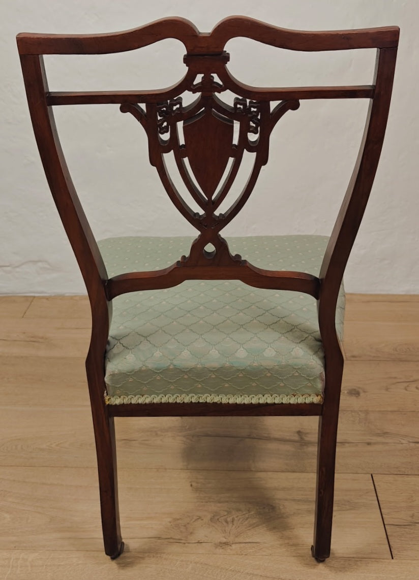Edwardian Nursing Chair Inlaid Motif Castors Upholstery Postage Available
