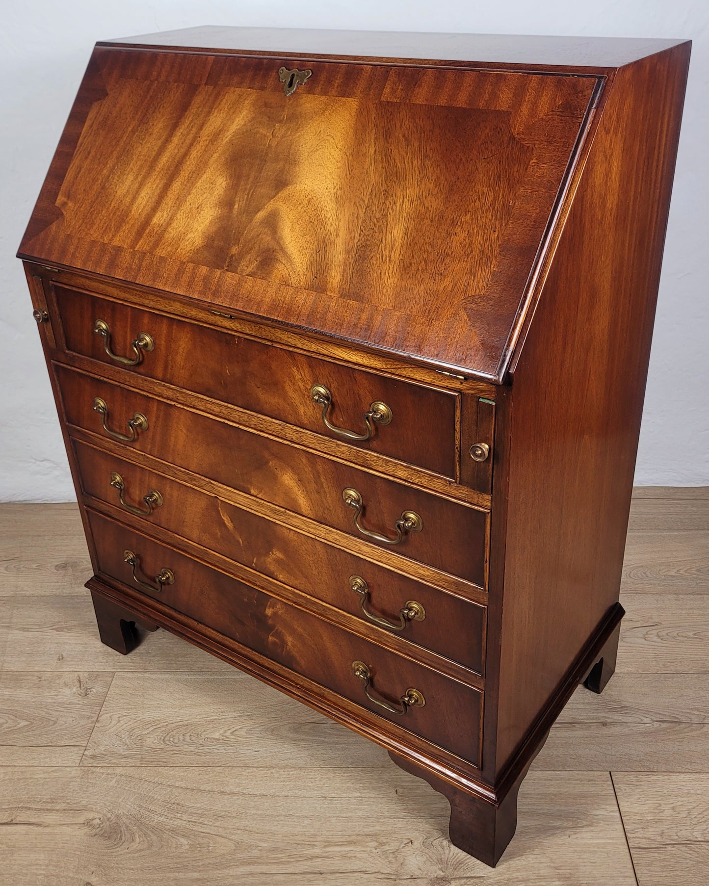 Vintage Writing Bureau Desk Leather 20thC Mahogany 1960s Delivery Available