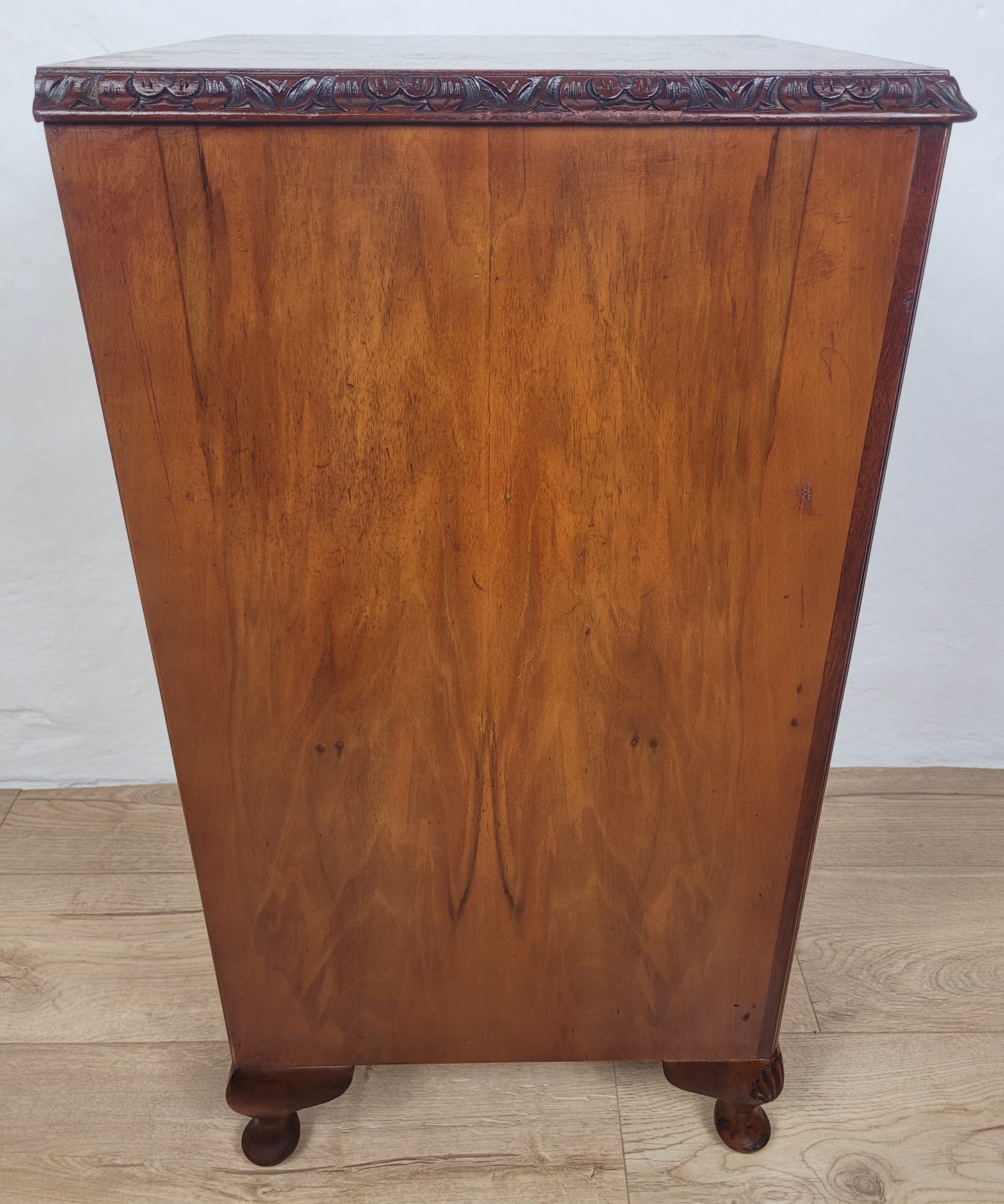 Vintage Bedside Cabinet Walnut Shell Carvings Mid 20th-Century Postage Available