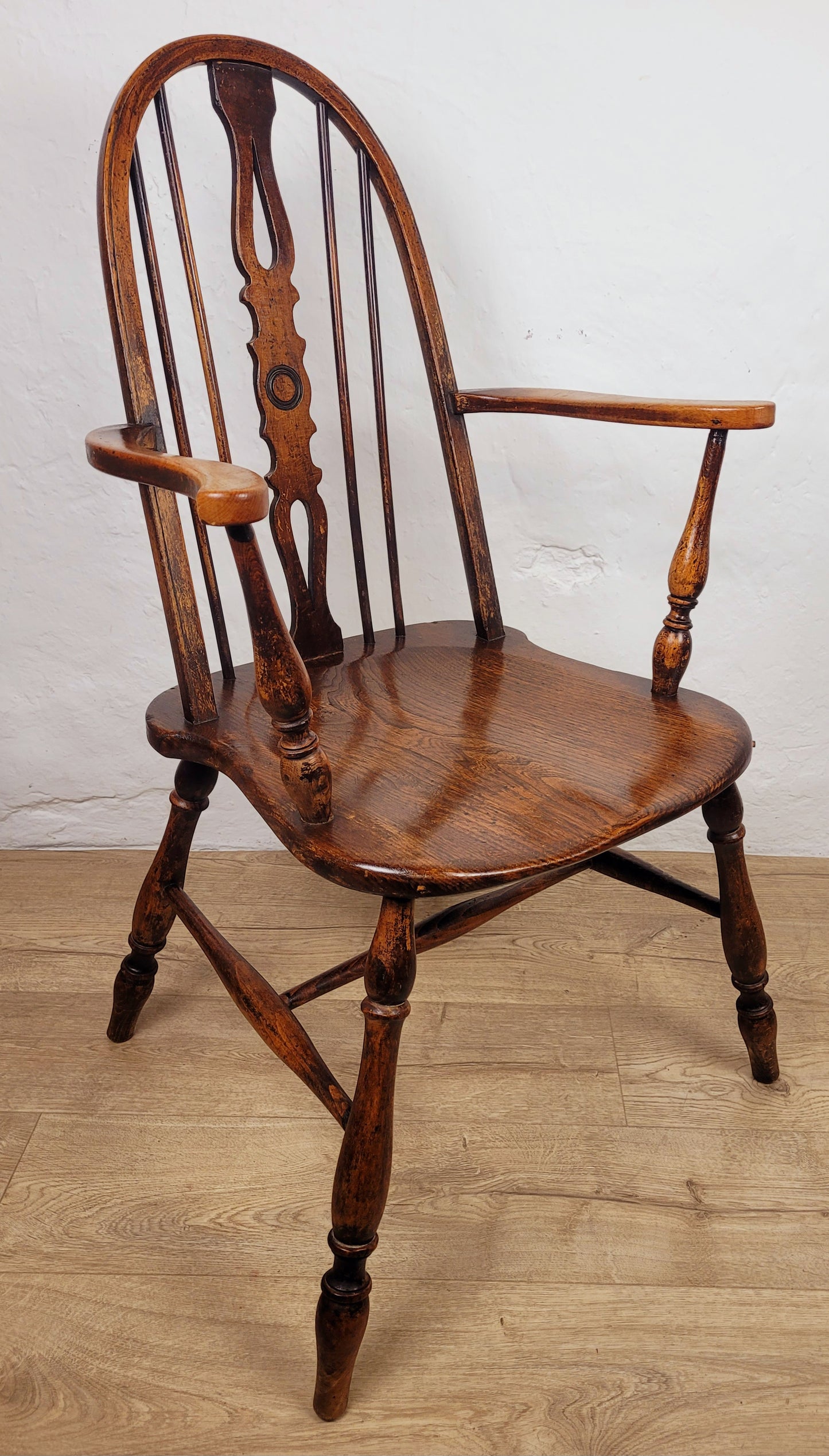Vintage Kitchen Armchair Elm Farmhouse Country Pierced Back Postage Available