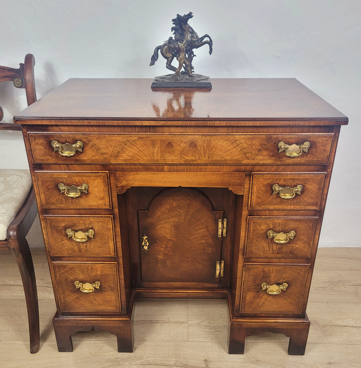 Knee Hole Writing Desk Walnut Key & Lock 18th-Century Style Delivery Available