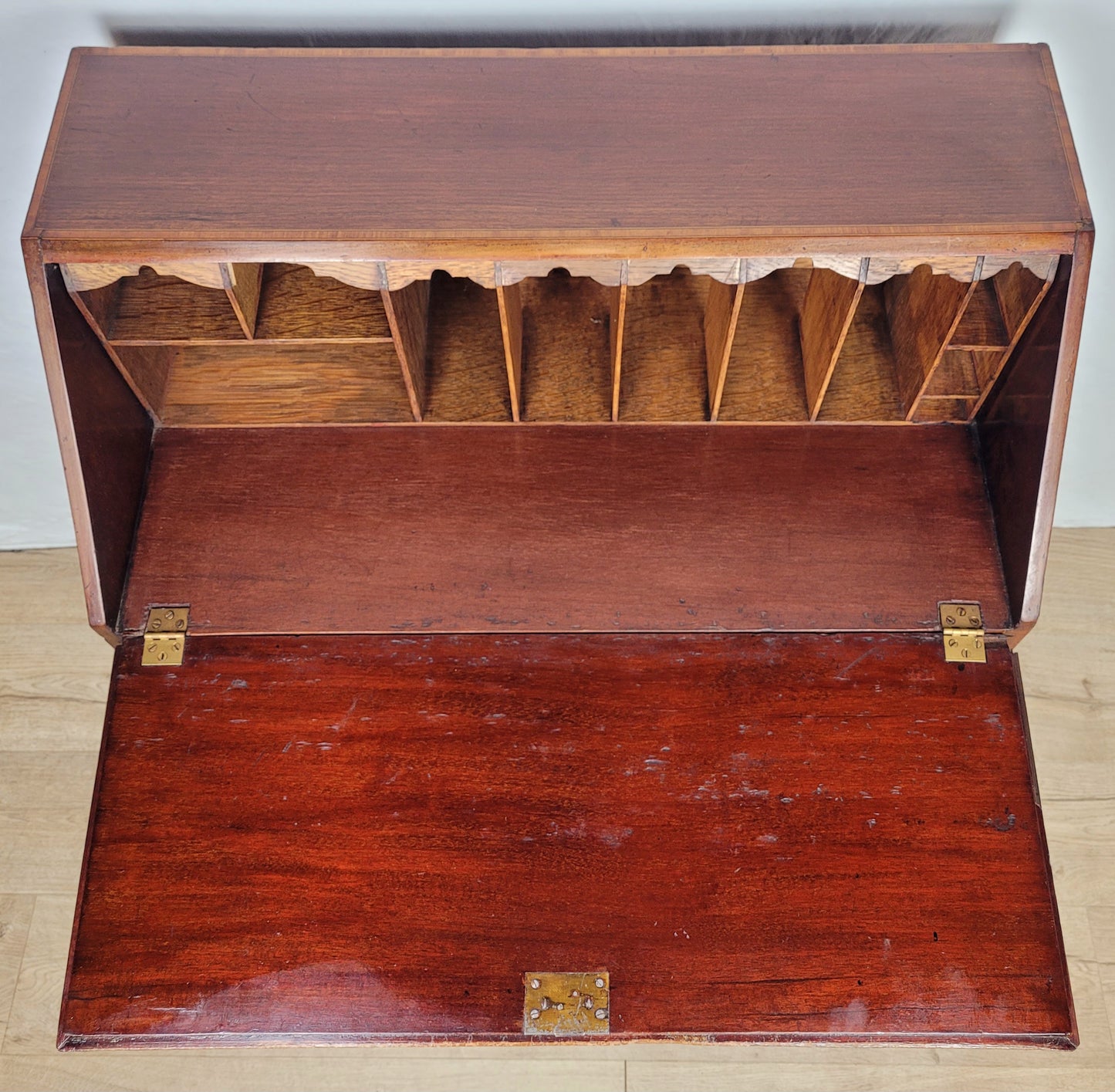 Edwardian Writing Bureau Desk Key & Lock Shell Motif 1910 Delivery Available