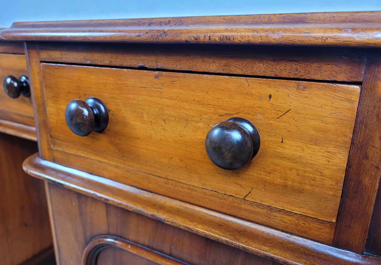 Victorian Writing Desk Knee Hole English 1890 Leather Antique Delivery Available