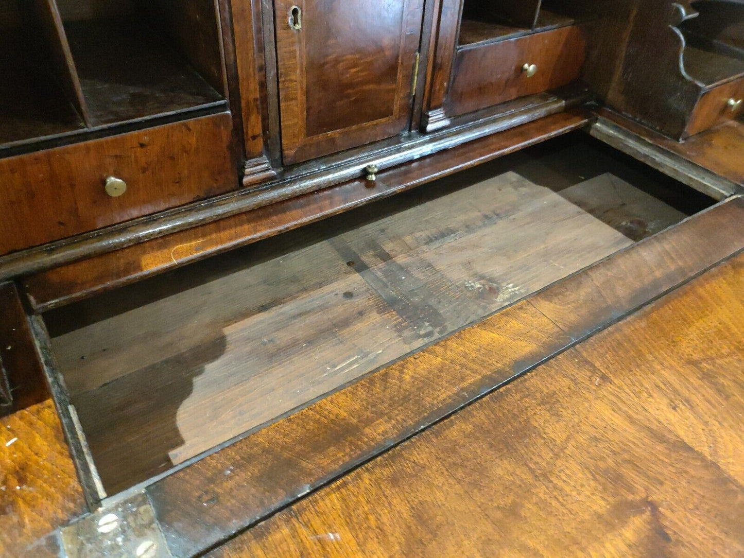 George I Walnut Bureau Featherbanded