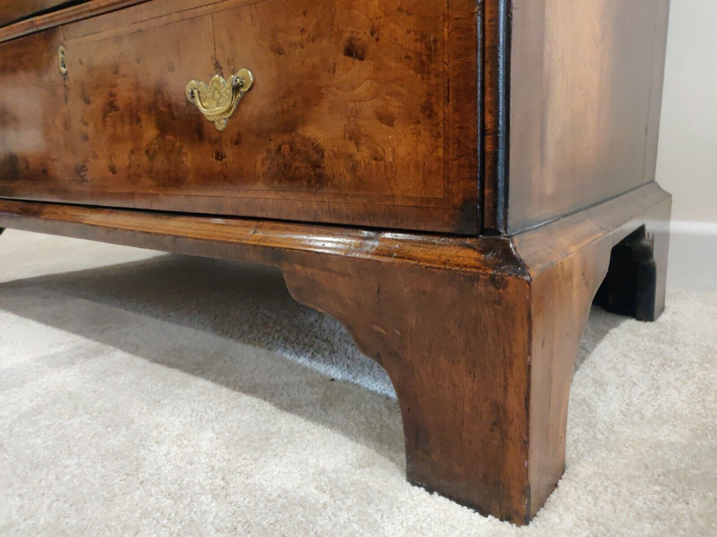 George I Walnut Bureau Featherbanded