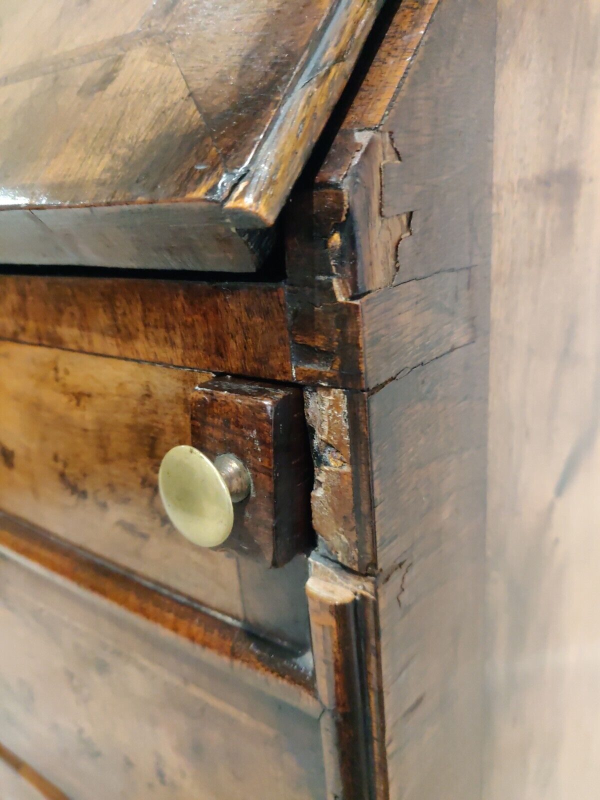 George I Walnut Bureau Featherbanded