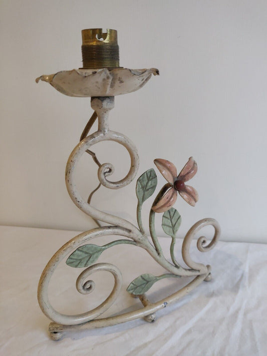 Victorian Table Light Floral Painted Freestanding Metal Antique