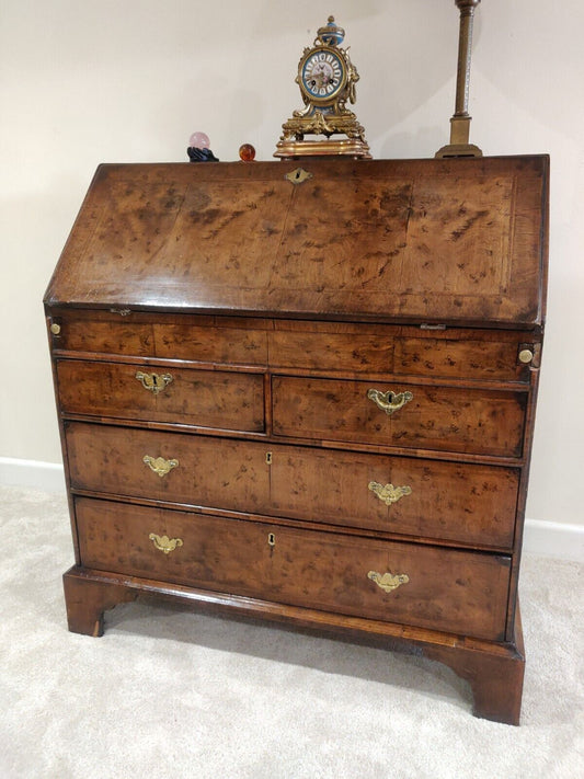 George I Walnut Bureau Featherbanded